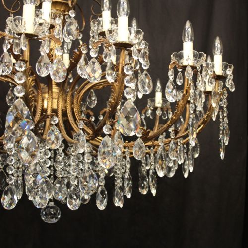 ITALIAN GILDED 24 LIGHT ANTIQUE CHANDELIER - ADDITIONAL PHOTO 7