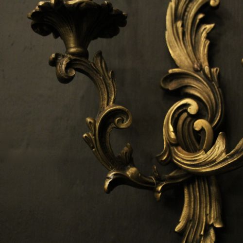 FRENCH PAIR OF BRONZE ANTIQUE WALL LIGHTS - ADDITIONAL PHOTO 5