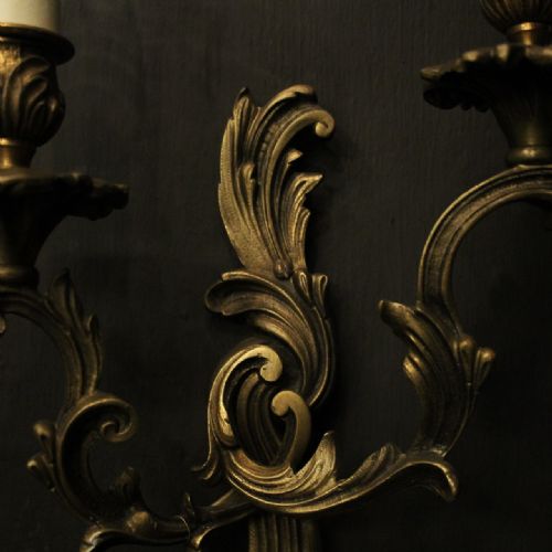 FRENCH PAIR OF BRONZE ANTIQUE WALL LIGHTS - ADDITIONAL PHOTO 8