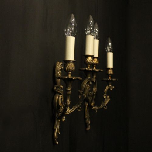 FRENCH PAIR OF BRONZE ANTIQUE WALL LIGHTS - ADDITIONAL PHOTO 9