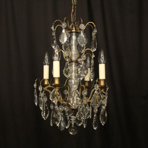 french gilded 4 light antique chandelier - CATEGORY: ANTIQUE LIGHTING - DATED 1930