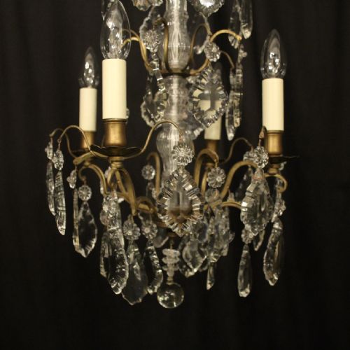 FRENCH GILDED 4 LIGHT ANTIQUE CHANDELIER - ADDITIONAL PHOTO 1