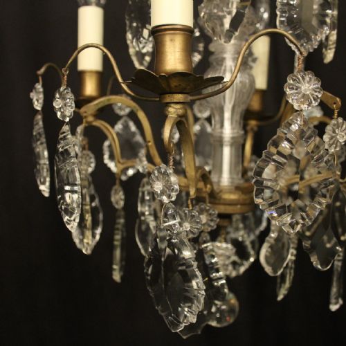 FRENCH GILDED 4 LIGHT ANTIQUE CHANDELIER - ADDITIONAL PHOTO 3