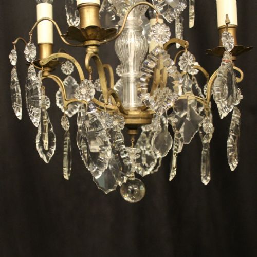 FRENCH GILDED 4 LIGHT ANTIQUE CHANDELIER - ADDITIONAL PHOTO 4
