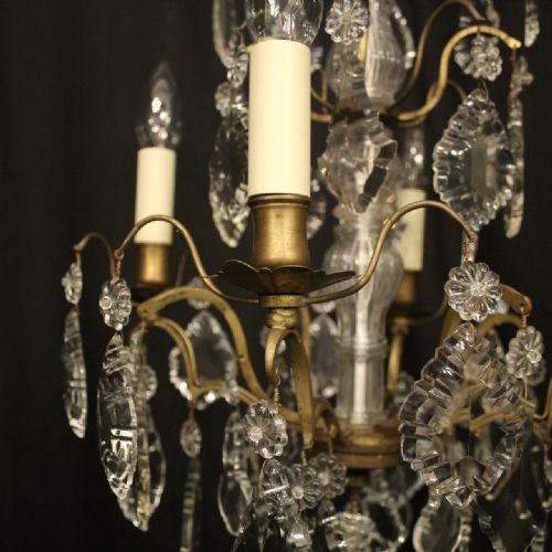 FRENCH GILDED 4 LIGHT ANTIQUE CHANDELIER - ADDITIONAL PHOTO 7