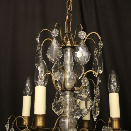 FRENCH GILDED 4 LIGHT ANTIQUE CHANDELIER - ADDITIONAL PHOTO 8
