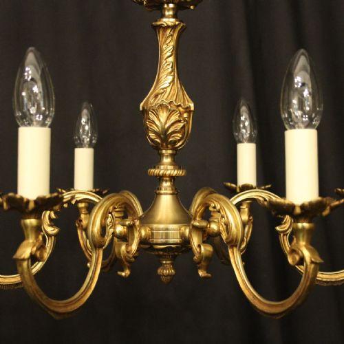 FRENCH GILDED BRONZE 6 LIGHT ANTIQUE CHANDELIER - ADDITIONAL PHOTO 1