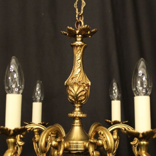 FRENCH GILDED BRONZE 6 LIGHT ANTIQUE CHANDELIER - ADDITIONAL PHOTO 2