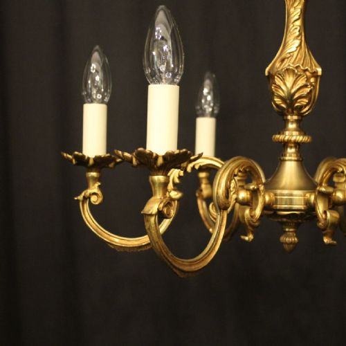 FRENCH GILDED BRONZE 6 LIGHT ANTIQUE CHANDELIER - ADDITIONAL PHOTO 4