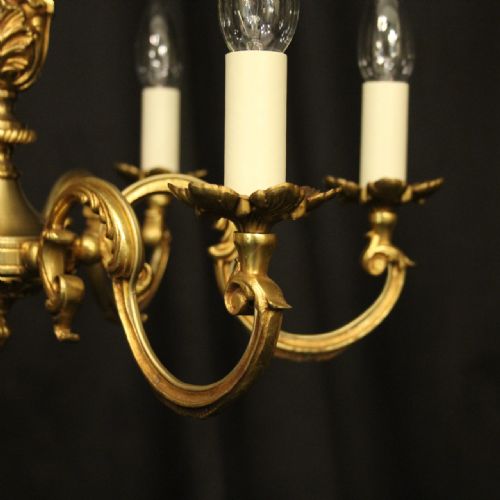 FRENCH GILDED BRONZE 6 LIGHT ANTIQUE CHANDELIER - ADDITIONAL PHOTO 5