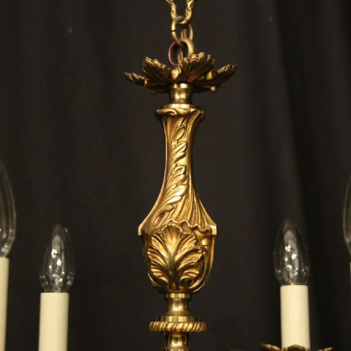 FRENCH GILDED BRONZE 6 LIGHT ANTIQUE CHANDELIER - ADDITIONAL PHOTO 8