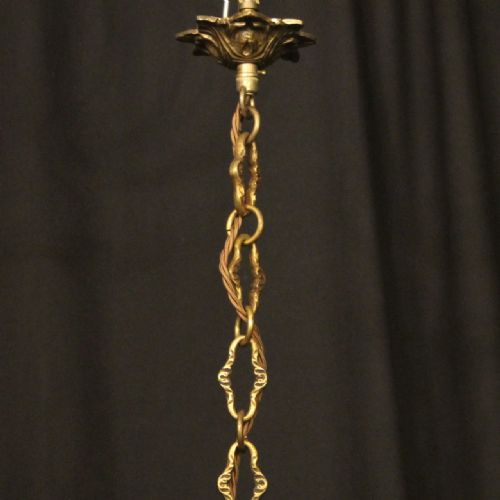 FRENCH GILDED BRONZE 6 LIGHT ANTIQUE CHANDELIER - ADDITIONAL PHOTO 9