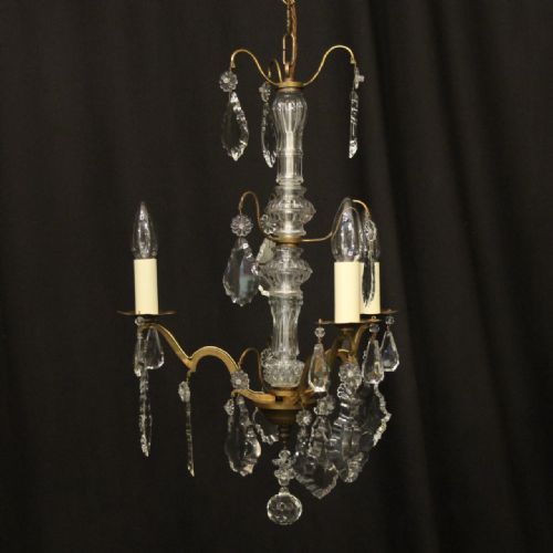 french gilded triple light antique chandelier - CATEGORY: ANTIQUE LIGHTING - DATED 1930