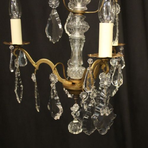FRENCH GILDED TRIPLE LIGHT ANTIQUE CHANDELIER - ADDITIONAL PHOTO 2
