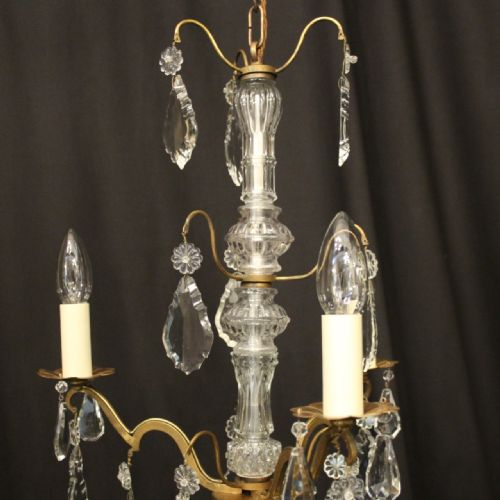 FRENCH GILDED TRIPLE LIGHT ANTIQUE CHANDELIER - ADDITIONAL PHOTO 8
