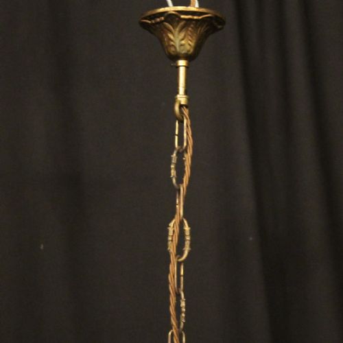 FRENCH GILDED TRIPLE LIGHT ANTIQUE CHANDELIER - ADDITIONAL PHOTO 9