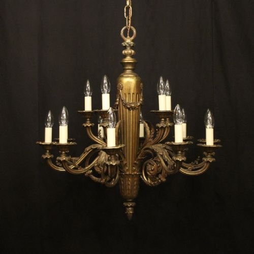 french gilded bronze 15 light antique chandelier - CATEGORY: ANTIQUE LIGHTING - DATED 19TH CENTURY