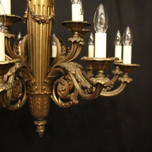 FRENCH GILDED BRONZE 15 LIGHT ANTIQUE CHANDELIER - ADDITIONAL PHOTO 1