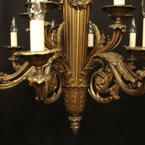 FRENCH GILDED BRONZE 15 LIGHT ANTIQUE CHANDELIER - ADDITIONAL PHOTO 2