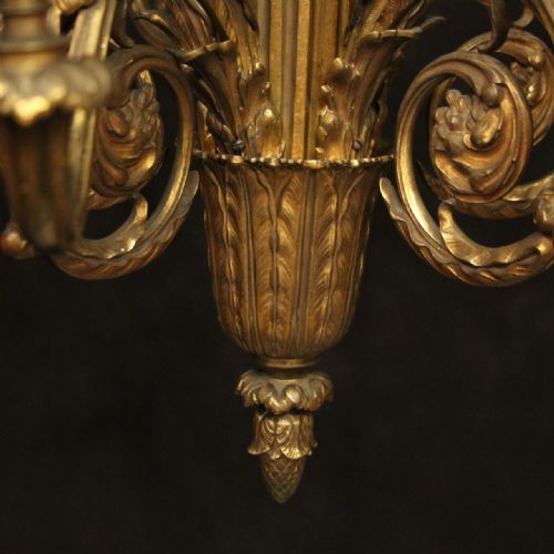 FRENCH GILDED BRONZE 15 LIGHT ANTIQUE CHANDELIER - ADDITIONAL PHOTO 3
