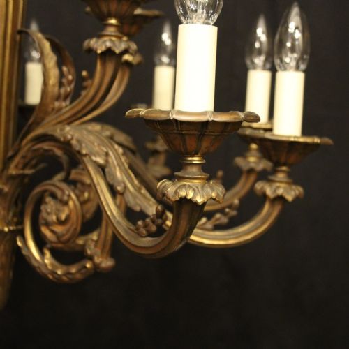 FRENCH GILDED BRONZE 15 LIGHT ANTIQUE CHANDELIER - ADDITIONAL PHOTO 4
