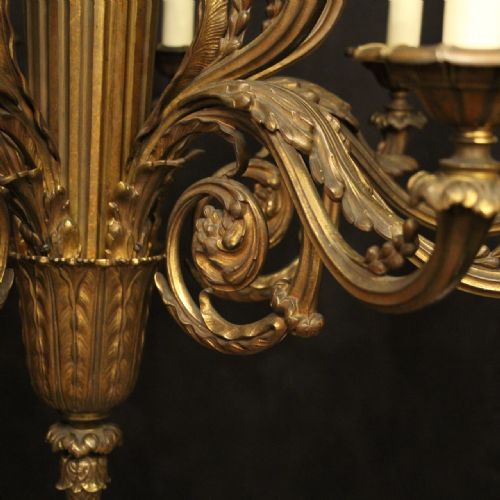 FRENCH GILDED BRONZE 15 LIGHT ANTIQUE CHANDELIER - ADDITIONAL PHOTO 5
