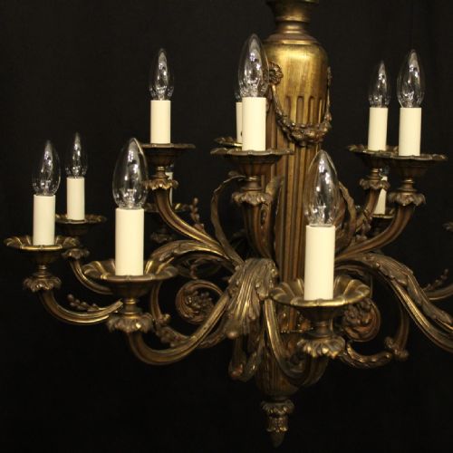 FRENCH GILDED BRONZE 15 LIGHT ANTIQUE CHANDELIER - ADDITIONAL PHOTO 7