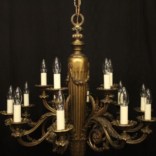 FRENCH GILDED BRONZE 15 LIGHT ANTIQUE CHANDELIER - ADDITIONAL PHOTO 8