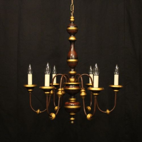 florentine 6 light polychrome chandelier - CATEGORY: ANTIQUE LIGHTING - DATED 1930