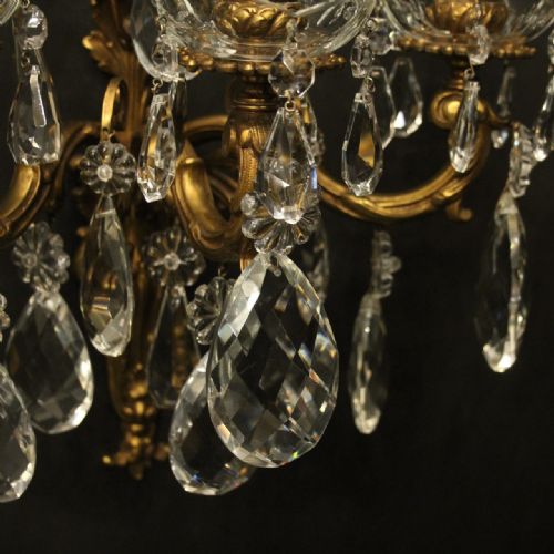 FRENCH PAIR OF GILDED BRONZE TRIPLE ARM ANTIQUE WALL LIGHTS - ADDITIONAL PHOTO 2