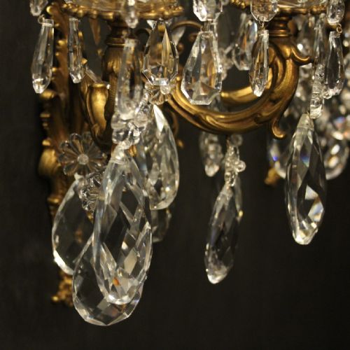 FRENCH PAIR OF GILDED BRONZE TRIPLE ARM ANTIQUE WALL LIGHTS - ADDITIONAL PHOTO 5