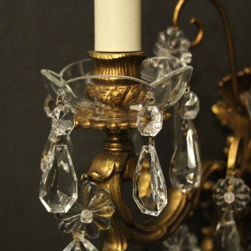 FRENCH PAIR OF GILDED BRONZE TRIPLE ARM ANTIQUE WALL LIGHTS - ADDITIONAL PHOTO 6
