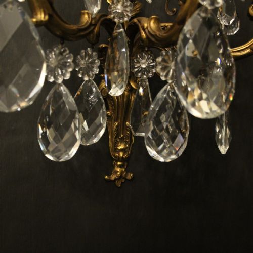FRENCH PAIR OF GILDED BRONZE TRIPLE ARM ANTIQUE WALL LIGHTS - ADDITIONAL PHOTO 7
