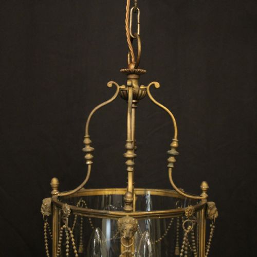 ENGLISH GILDED BRONZE CONVEX ANTIQUE HALL LANTERN - ADDITIONAL PHOTO 3