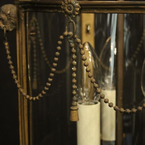 ENGLISH GILDED BRONZE CONVEX ANTIQUE HALL LANTERN - ADDITIONAL PHOTO 5