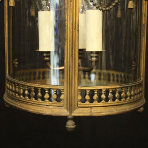 ENGLISH GILDED BRONZE CONVEX ANTIQUE HALL LANTERN - ADDITIONAL PHOTO 7
