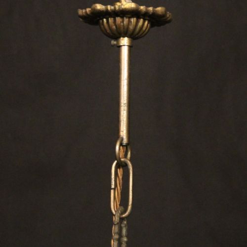 ENGLISH GILDED BRONZE CONVEX ANTIQUE HALL LANTERN - ADDITIONAL PHOTO 9