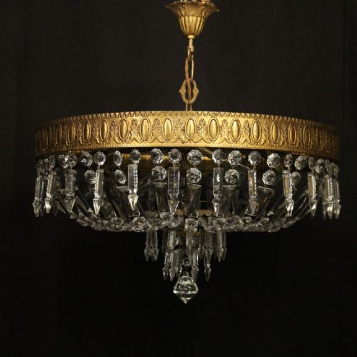 french gilded 6 light antique plaffonier - CATEGORY: ANTIQUE LIGHTING - DATED 1930
