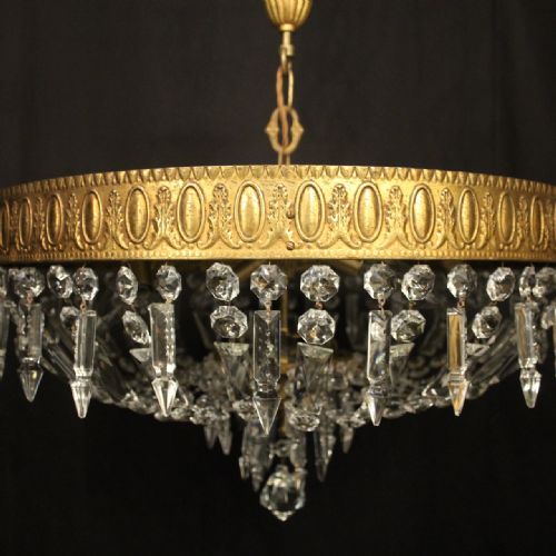 FRENCH GILDED 6 LIGHT ANTIQUE PLAFFONIER - ADDITIONAL PHOTO 1