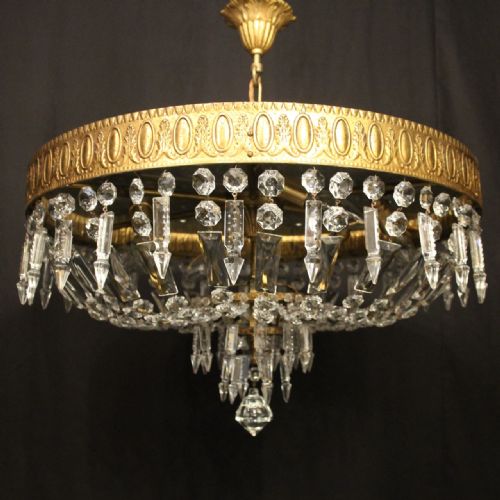 FRENCH GILDED 6 LIGHT ANTIQUE PLAFFONIER - ADDITIONAL PHOTO 2
