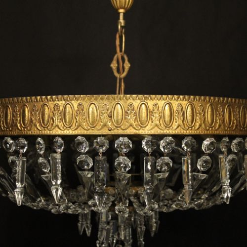 FRENCH GILDED 6 LIGHT ANTIQUE PLAFFONIER - ADDITIONAL PHOTO 3