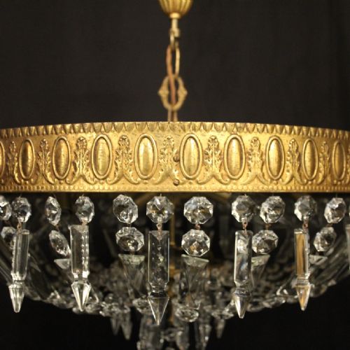 FRENCH GILDED 6 LIGHT ANTIQUE PLAFFONIER - ADDITIONAL PHOTO 4