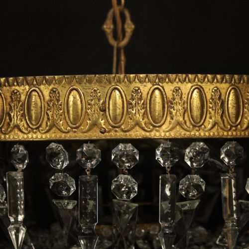 FRENCH GILDED 6 LIGHT ANTIQUE PLAFFONIER - ADDITIONAL PHOTO 5