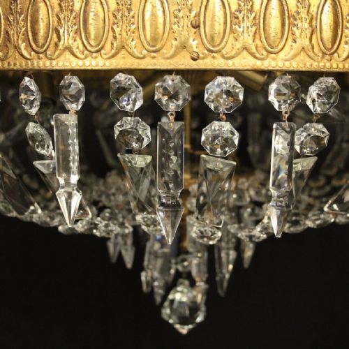FRENCH GILDED 6 LIGHT ANTIQUE PLAFFONIER - ADDITIONAL PHOTO 6