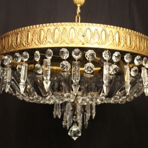 FRENCH GILDED 6 LIGHT ANTIQUE PLAFFONIER - ADDITIONAL PHOTO 7