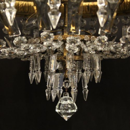 FRENCH GILDED 6 LIGHT ANTIQUE PLAFFONIER - ADDITIONAL PHOTO 8