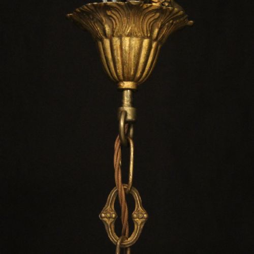FRENCH GILDED 6 LIGHT ANTIQUE PLAFFONIER - ADDITIONAL PHOTO 9