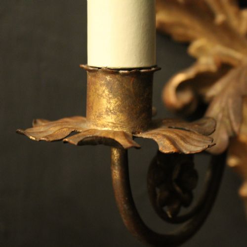 FRENCH SET OF 6 GILTWOOD TWIN ARM ANTIQUE WALL LIGHTS - ADDITIONAL PHOTO 6