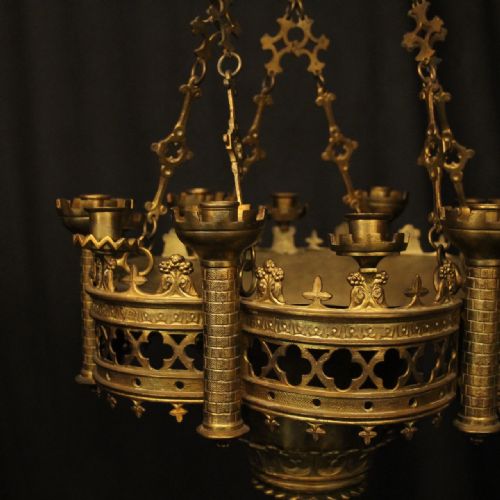 FRENCH GILDED BRONZE 12 LIGHT GOTHIC LIGHT - ADDITIONAL PHOTO 1