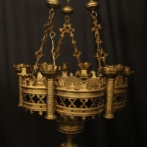 FRENCH GILDED BRONZE 12 LIGHT GOTHIC LIGHT - ADDITIONAL PHOTO 2